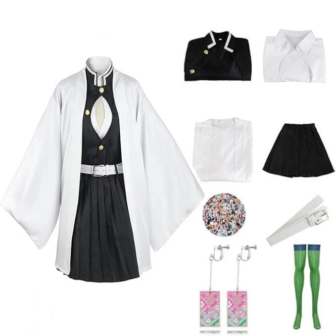 KHHK Anime Demon Kanroji Mitsuri Cosplay Costume Kimono Outfit for Adults and Children (M, White)
