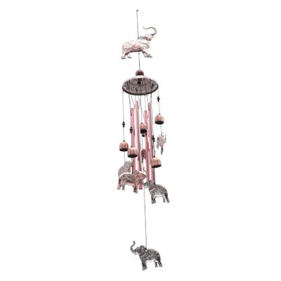 Supvox Elegant Vintage-Style Metal Wind Chime with Cartoon Elephants for Hanging Home Decor