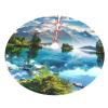 Mountain Lake View Christmas Tree Skirt, Sunny Nature Print, 30 in, Thickened Holiday Tree Decoration view 3