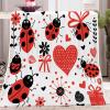 Ladybug Heart Cartoon Throw Blanket 150 x 200 cm, Warm Red Sofa Blanket, Super-Soft Flannel Fleece view 1