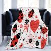 Ladybug Heart Cartoon Throw Blanket 150 x 200 cm, Warm Red Sofa Blanket, Super-Soft Flannel Fleece view 2