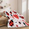 Ladybug Heart Cartoon Throw Blanket 150 x 200 cm, Warm Red Sofa Blanket, Super-Soft Flannel Fleece view 3