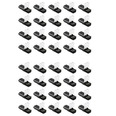 Ohewiiuk 2-Pin 2-Wire Plug Connectors with Locking Buckle, No Stripping or Cutting, for AWG 20–24 LED Wires, 40 Pieces