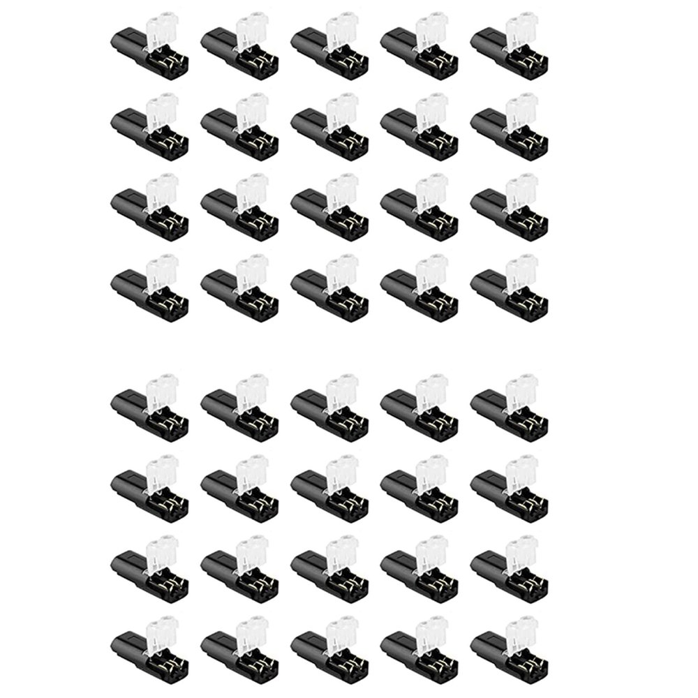 Ohewiiuk 2-Pin 2-Wire Plug Connectors with Locking Buckle, No Stripping or Cutting, for AWG 20–24 LED Wires, 40 Pieces