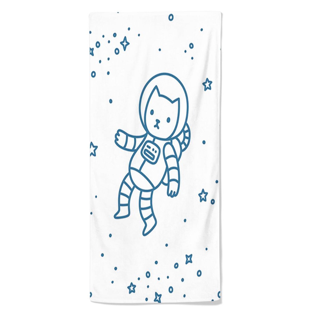 Oudrspo Blue 5 Cat Towels, Cat Flying in Space, Ultra-Soft Bathroom Towels, Face Towels for the Kitchen, Blue (30.5 x 69.5 cm)