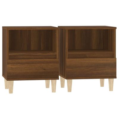 GAONUDAN 2-Piece Nightstand Set with Drawer and Open Shelf, Brown and Oak
