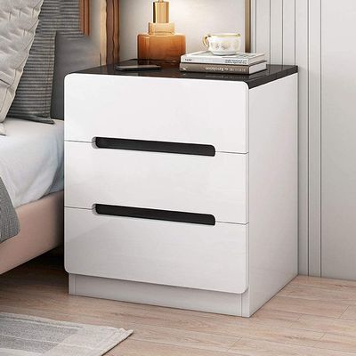 GAONUDAN Modern White Nightstand with Storage Drawer