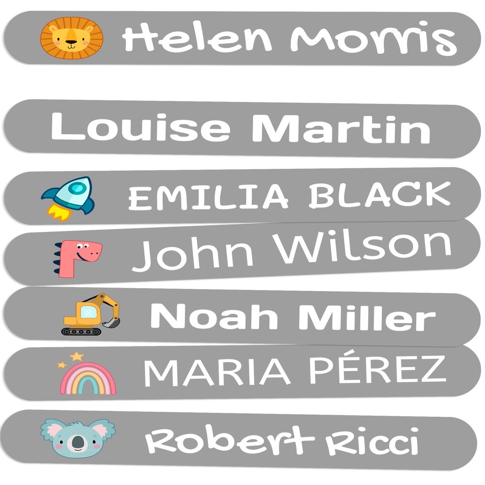 500 Personalized Iron-On Name Labels for Kids, 6 x 1 cm