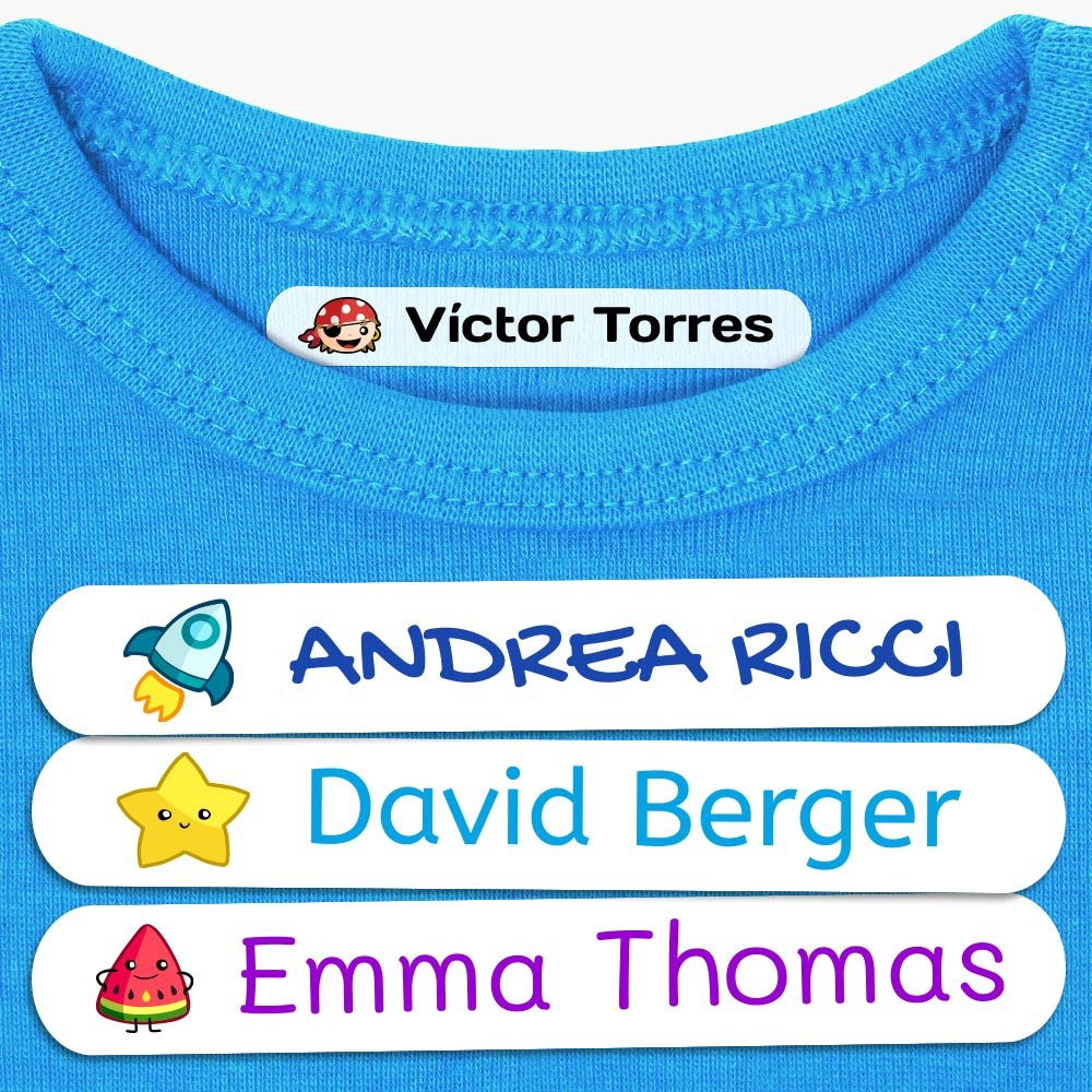 100 Iron-On Name Labels for Clothing – Washer- and Dryer-Safe