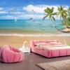 YLLMNOBM Summer Seascape Dolphin Sailboat Beach Coconut Tree Peel-and-Stick Wallpaper view 3