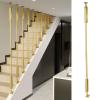 Universal Stair Railing Spindle with 270° Adjustable Metal Base, Customizable Style, Color and Length, Stair Baluster Post for Fall Prevention (Black + Gold, 72 in/183 cm) view 1