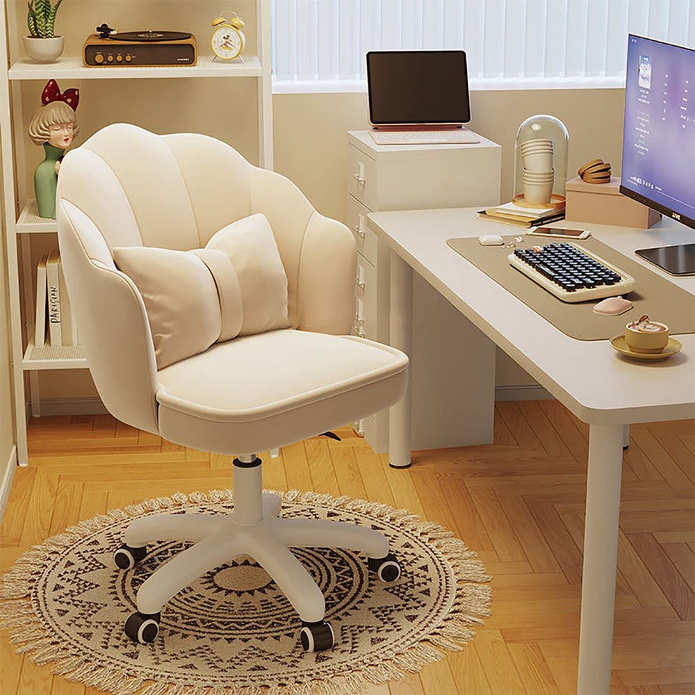 Plush Velvet Makeup Chair, Adjustable Office Chair with Arms