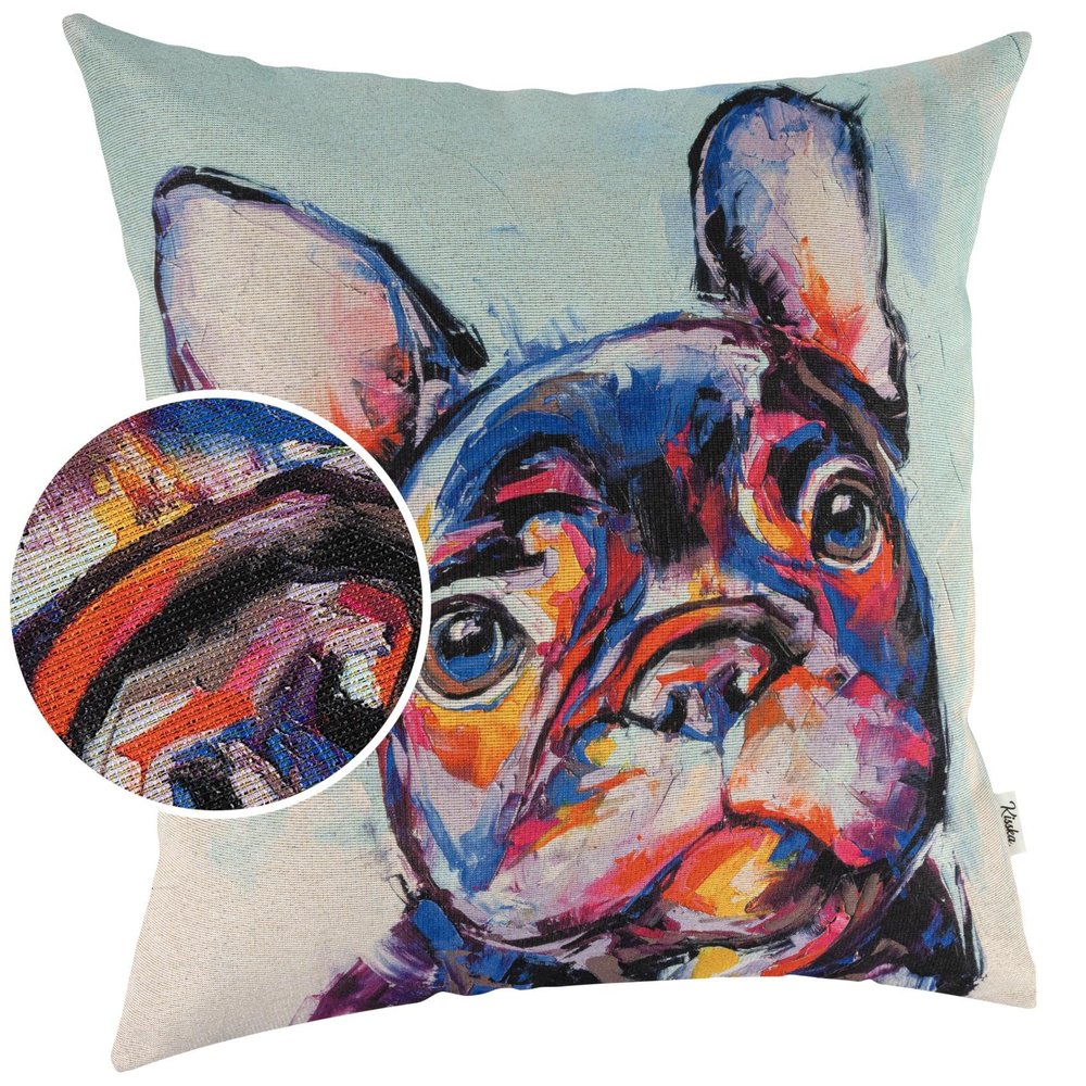 Pop Art Bulldog Decorative Pillow Cover, Double-Sided Printed, 40 x 40 cm