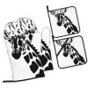 Black and White Giraffe Kitchen Oven Mitts and Pot Lid Pads, 4-Piece Set view 2