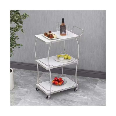 yixinzi-2024 3-Tier Utility Storage Bar Cart, Rolling Serving Cart, Silver