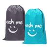 2-Piece Laundry Bag Set, Blue and Gray view 1