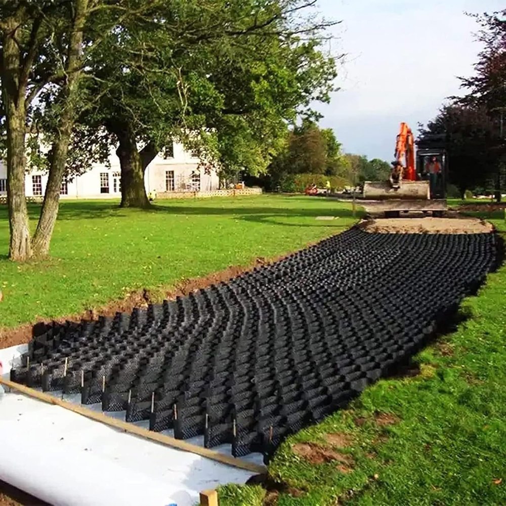 2-Inch Geogrid Driveway Gravel Stabilization Grid, Expandable and Foldable, 5 x 10 m