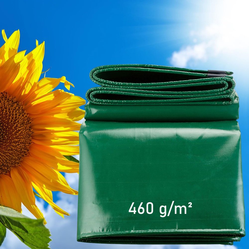 LDQBF Green Tarp with Eyelets, 2.5 x 21 m, 460 g/m PVC Fabric, Tear-Resistant and UV-Resistant