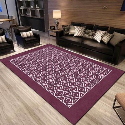 Washable Non-Slip Short-Pile Rug, Abstract Geometric Purple, 120 x 180 cm