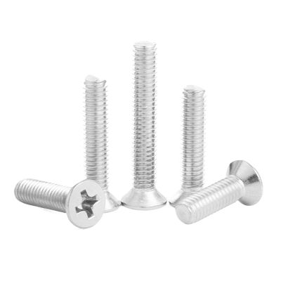 CLENEA 10-Piece M3/M4/M5/M6 304 Stainless Steel Phillips Countersunk Screws, 35–60 mm (35 mm, M5)