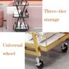 3-Tier Metal Rolling Cart with Storage Drawer, Black view 2