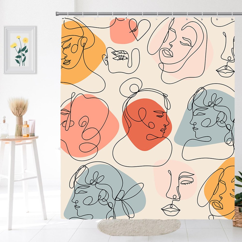 Beige Girl Orange Shower Curtain 180 x 180 cm
