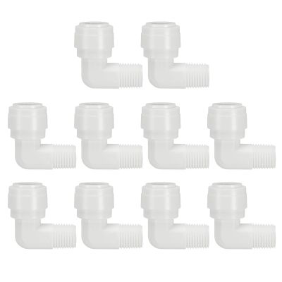 PATIKIL Quick-Connect Elbow Fitting, 1/4" Female NPT x 3/8" OD Tube, 10-Pack