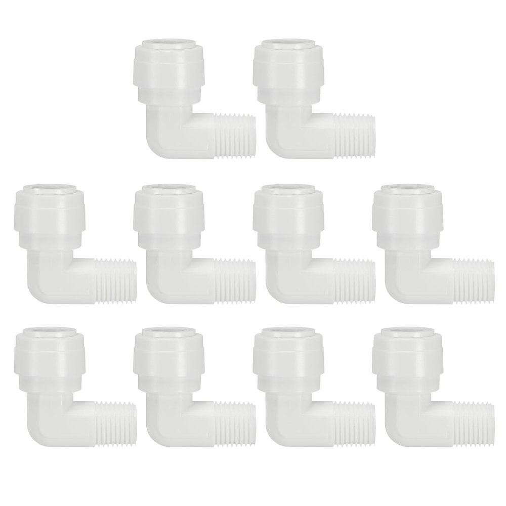 PATIKIL Quick-Connect Elbow Fitting, 1/4" Female NPT x 3/8" OD Tube, 10-Pack