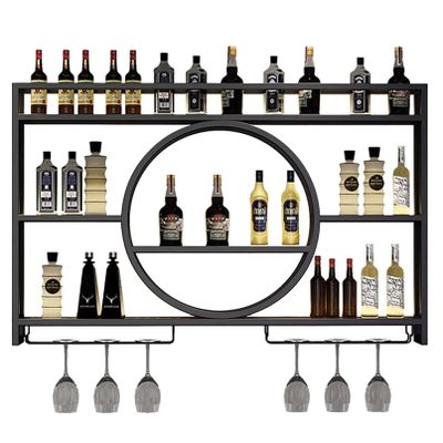 Modern Wall-Mounted Wine Rack with Hanging Glass Holder