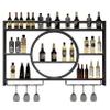 Modern Wall-Mounted Wine Rack with Hanging Glass Holder view 1