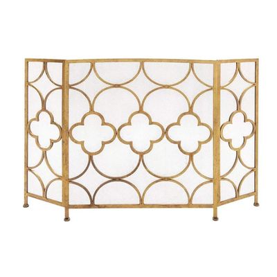 NZPOST 3-Panel Fireplace Screen with Mesh, Wrought-Iron Fire Guard for Indoor and Outdoor Use