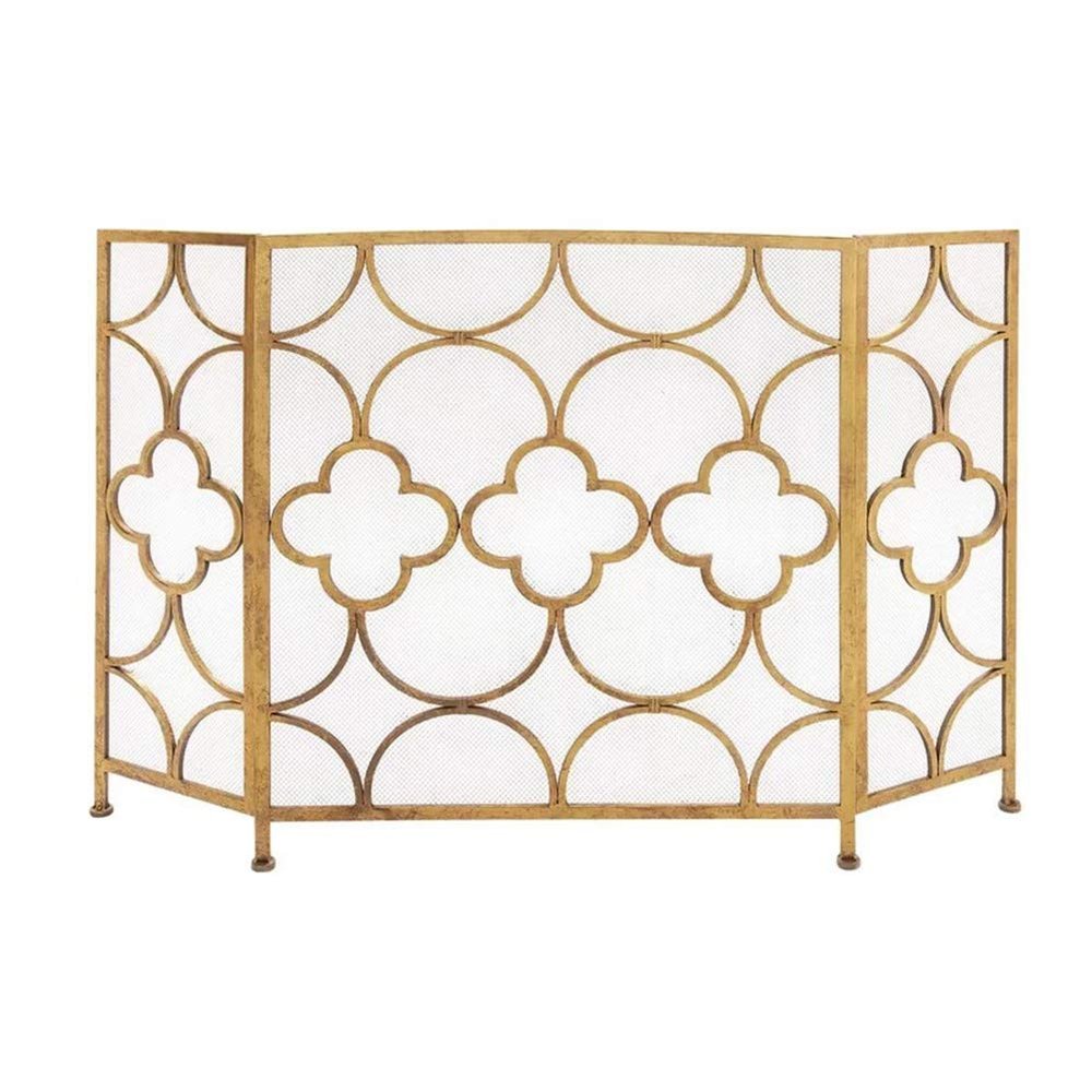 NZPOST 3-Panel Fireplace Screen with Mesh, Wrought-Iron Fire Guard for Indoor and Outdoor Use
