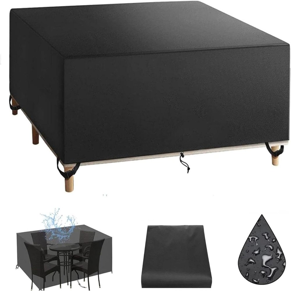 Patio Furniture Cover 200 x 200 x 135 cm, Waterproof, Winter-Ready, 600D Oxford PVC-Coated, Rectangular, Black