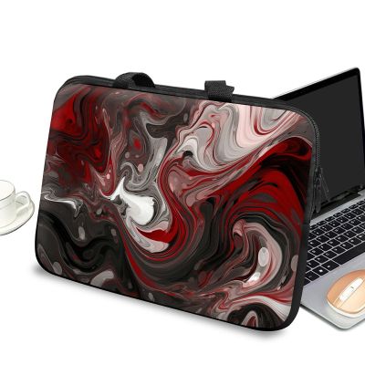 Slim 15-Inch Laptop Sleeve with Handle and Zipper, Red Marble