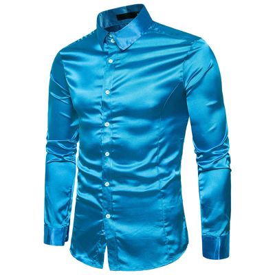 Men's Sequin Long-Sleeve Metallic Shirt