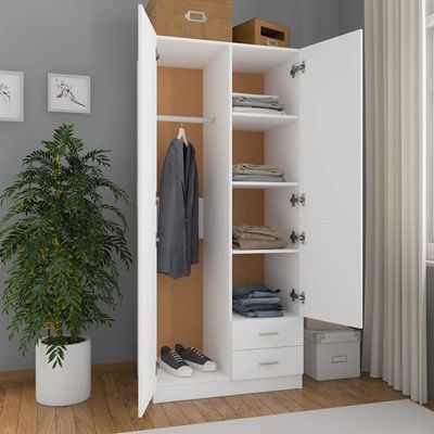 Willood Wardrobe White Engineered Wood 80 x 52 x 180 cm