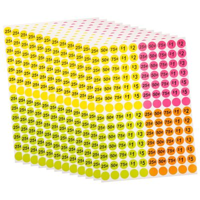 GRIRIW Round Paper Price Stickers, 25 Sheets, Easy to Use, Clearly Visible, for Yard Sales and Small Businesses