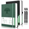 7CDXD 2-Pack A5 Hardcover Journals with Pens, Green & Black view 1
