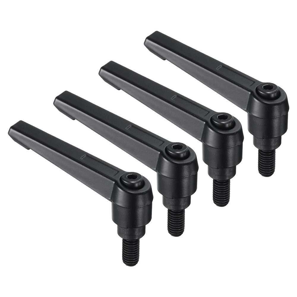 sourcing map Clamp Lever Handles, M8 x 15 mm, Black Oxide Carbon Steel, Black, 4-Piece