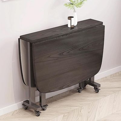 Folding Wooden Dining Table with Drop Leaves and Casters for Small Kitchens