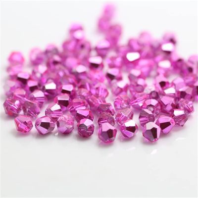 U Pick Colors Double Cone Beads, Faceted Crystal Beads, Glass Beads, Loose Spacers for DIY Jewelry Making, 4 mm, 200 pcs (Pink)