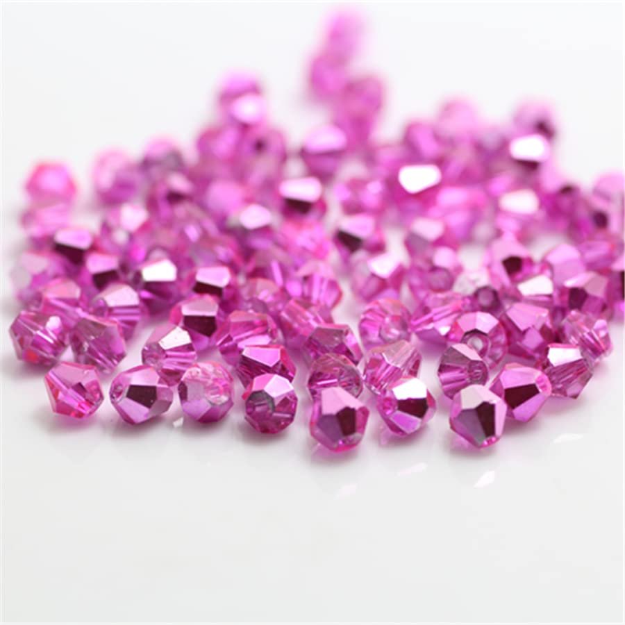 U Pick Colors Double Cone Beads, Faceted Crystal Beads, Glass Beads, Loose Spacers for DIY Jewelry Making, 4 mm, 200 pcs (Pink)