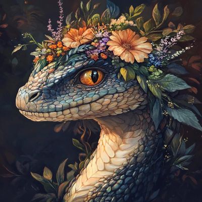 MIRONS Pre-Printed Cross-Stitch Kit for Adults, Flowers and Dragons, 11 Count, 40 x 50 cm