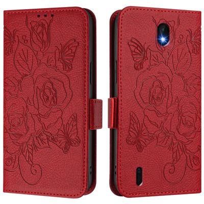 Flip Wallet Case Compatible with Nokia C01 Plus/Nokia C1 2nd Edition, RFID Blocking, Card Holder, PU Leather, Kickstand, Red