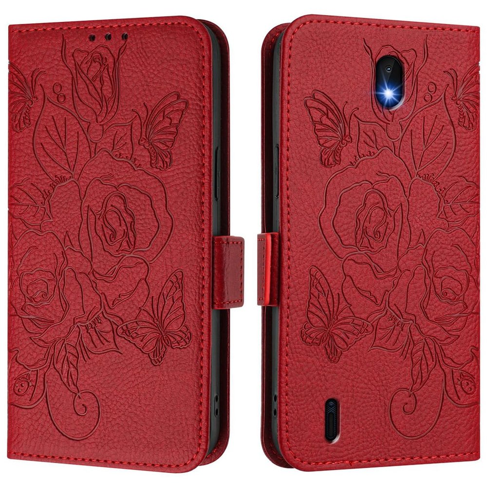 Flip Wallet Case Compatible with Nokia C01 Plus/Nokia C1 2nd Edition, RFID Blocking, Card Holder, PU Leather, Kickstand, Red
