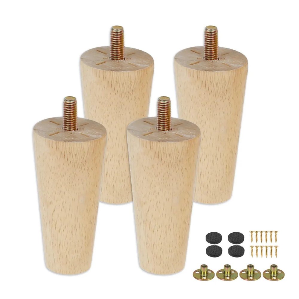 WJLYDM Solid Wood Furniture Legs, 8/15/20 cm, Angled Tapered Cone, H8CM 4-Piece Set