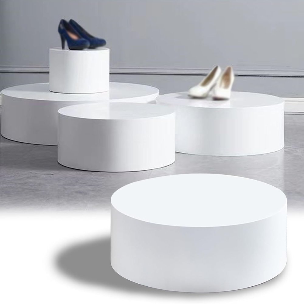White Round Display Pedestal, 80 x 10 cm
