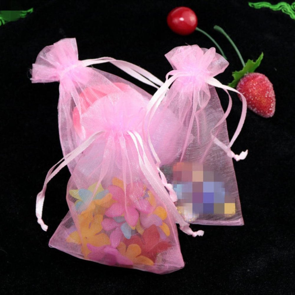 Organza Gift Bags with Drawstring, 50-Pack, 7 x 9 cm, Gray