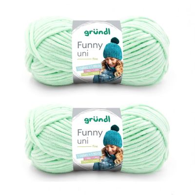 Gründl Funny uni Chenille Yarn, 2 Balls, 100 g, Pastel Green