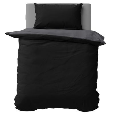 one-home Brushed Cotton Winter Bedding Set, Black, 135 x 200 cm